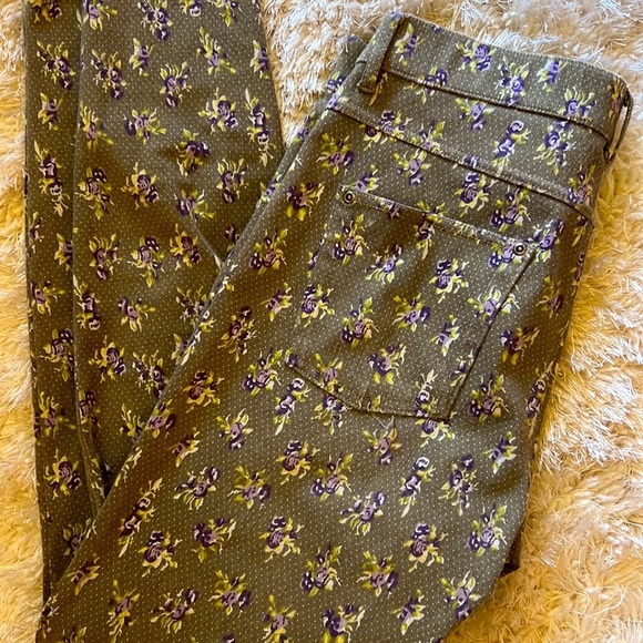 HUE olive/purple floral jeggings sz L - Picture 1 of 5